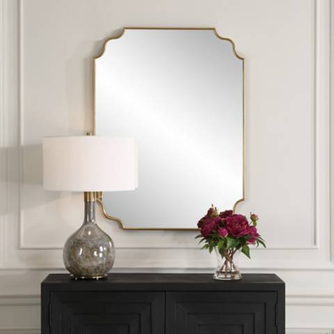 Rectangular Wall Mirror: Antique Finish Beveled Pitted Texture