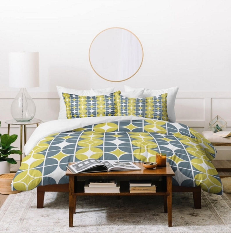 Retro Geometric Bedding Set Mid Century Modern Earthy Print Duvet Cover