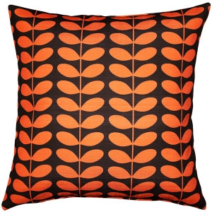 Retro Lumbar Pillow featuring Bold Orange and Grey Geometric Pattern