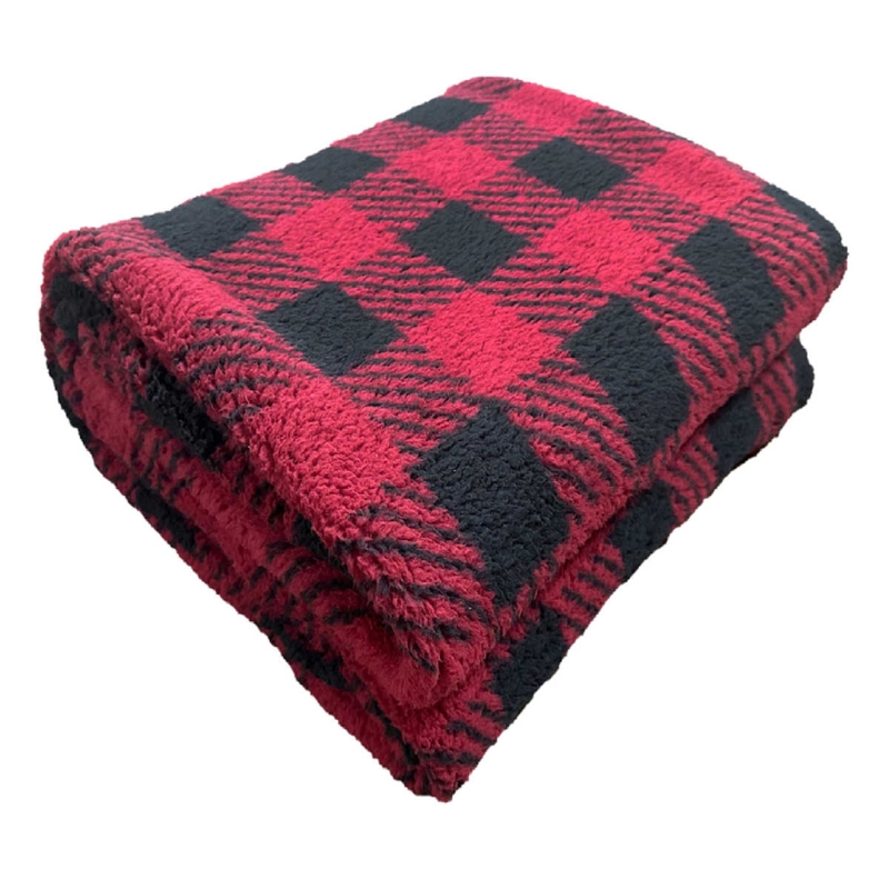 Reversible Buffalo Check Throw Blanket, Red and Black, Fleece, Lodge