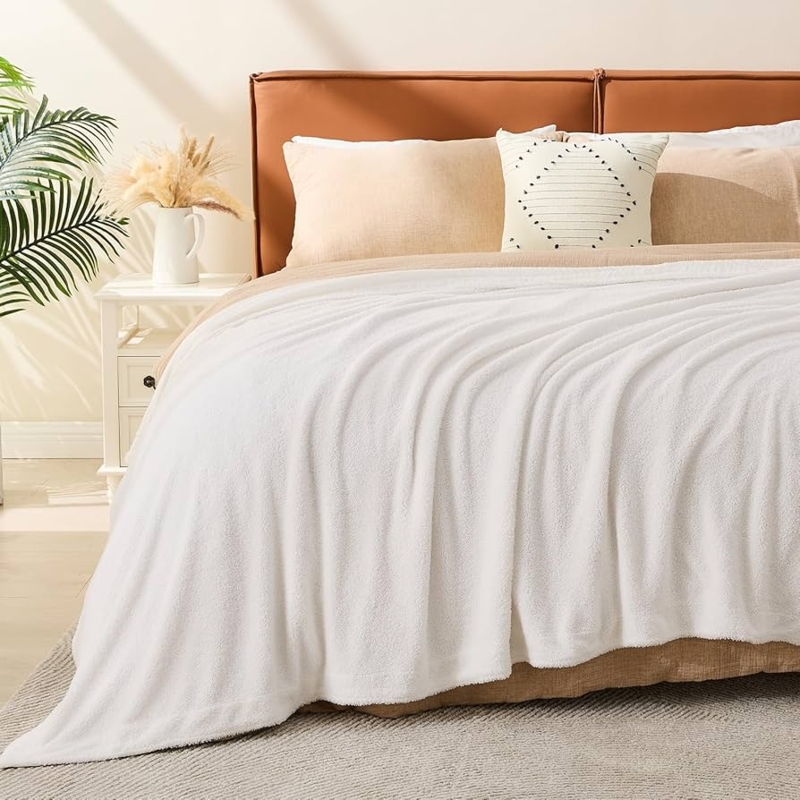 Reversible Muslin and Fleece Blanket, Cream and Grey