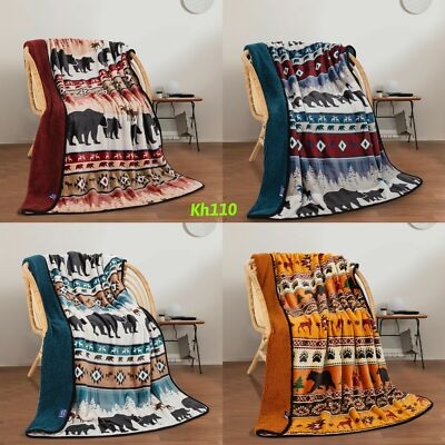 Reversible Throw Blanket with Southwest Print and Plush Lining