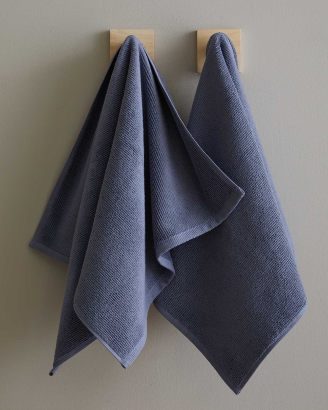 Ribbed Hand Towel, Mineral Blue Cotton Spa Styling