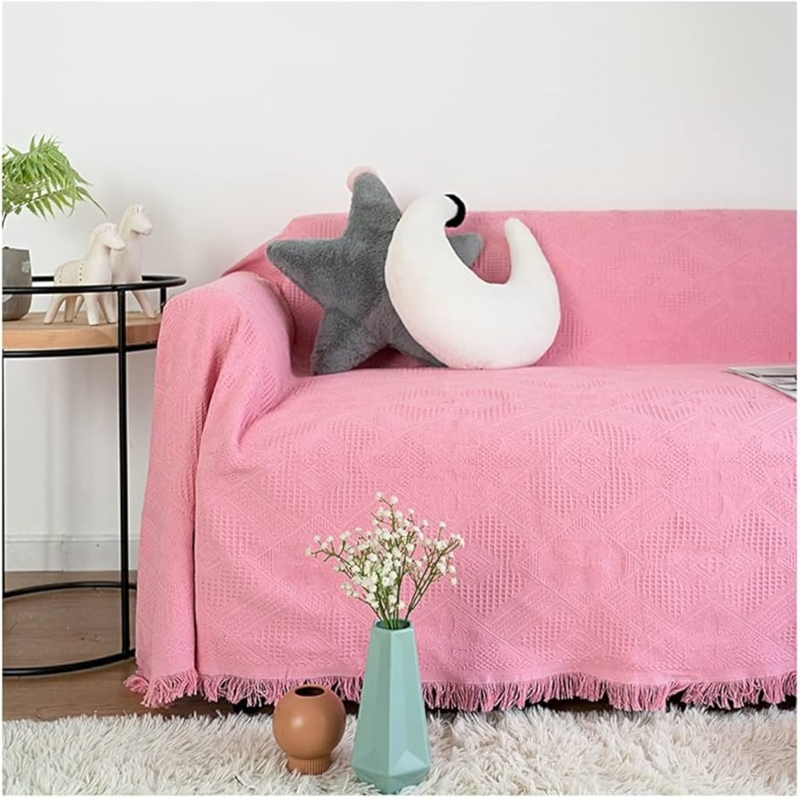 Ribbed Throw Blanket Light Gray Woven Texture Fringe Edges