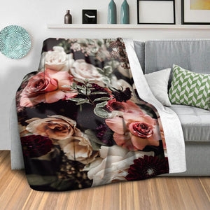 Romantic Botanical Throw Blanket, Large Scale Protea Print