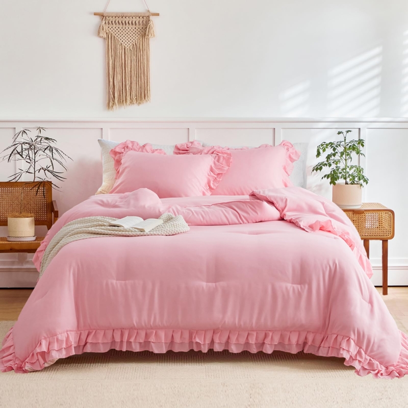 Romantic Comforter Set featuring Layered Ruffle Edges