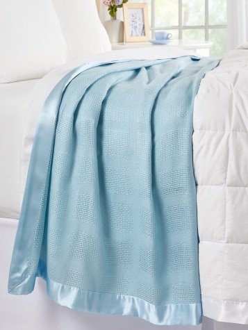 Rose Pink Waffle Weave Blanket, Textured Bed Throw