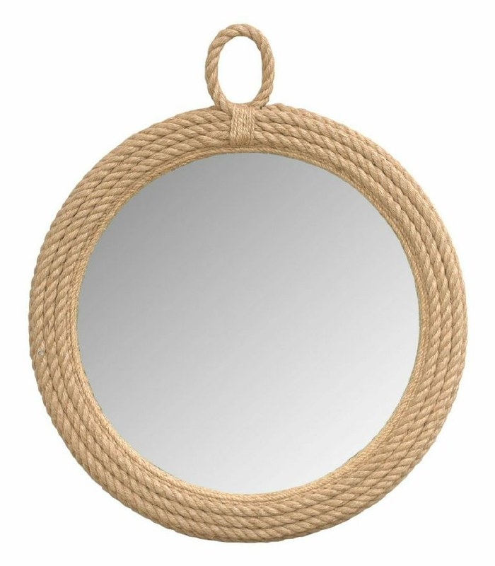 Round Mirror Thick Braided Rope Frame Looped Hanger Coastal