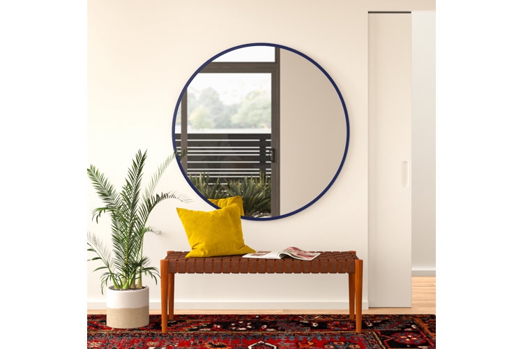 Round Vanity Mirror, Thin Light Wood Frame, Scandinavian Style Decor