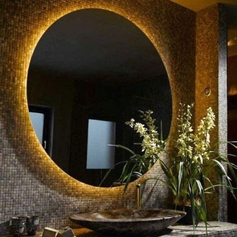 Round Wall Mirror, Asymmetrical Multi Panel Frame Silver Metallic