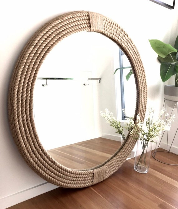 Round Wall Mirror Extra Large Twisted Rope Frame Nautical Decor