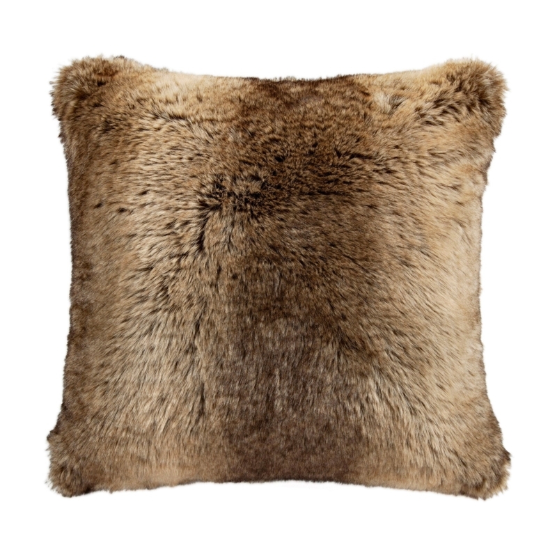 Rustic Bedroom Accent Pillow Styling, Grey Wolf Faux Fur