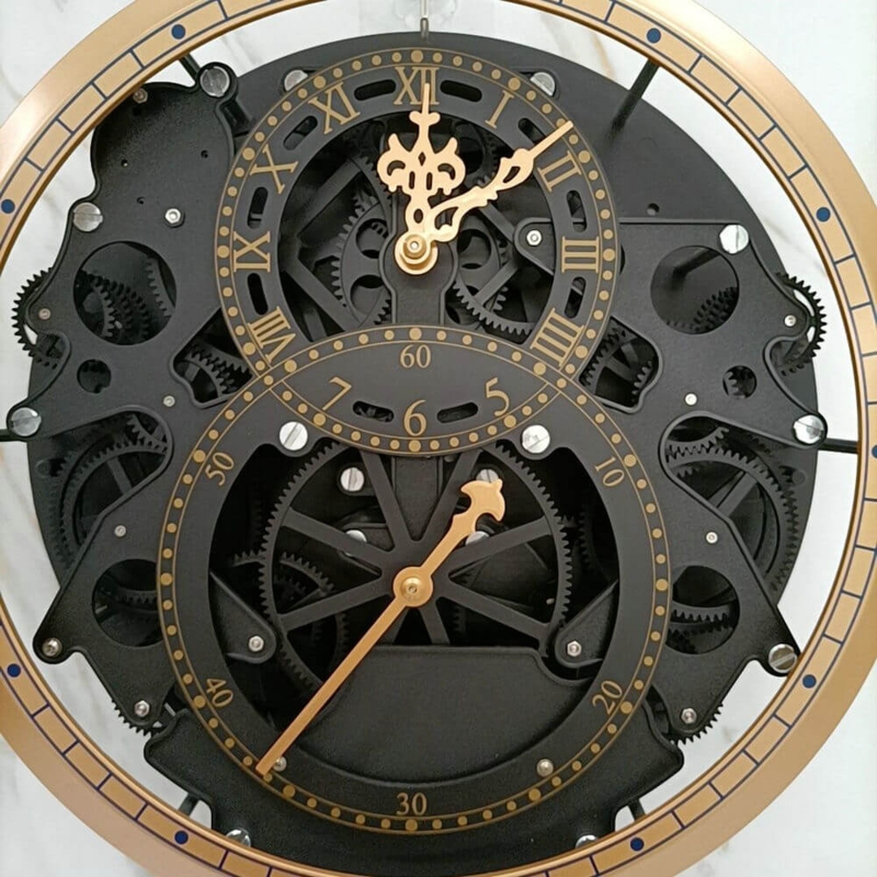 Rustic Metal and Wood Clock Dark Bronze Distressed Gears