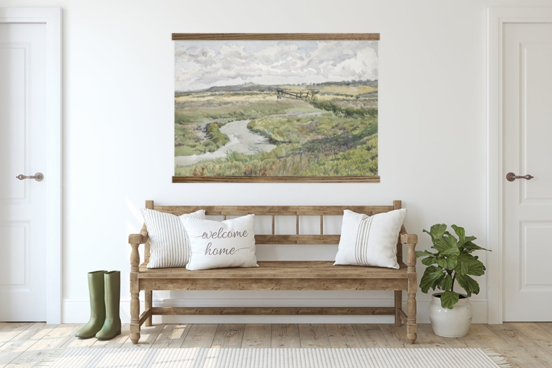 Rustic Stream Painting Decor Idea: Oversized Framed Nature Print
