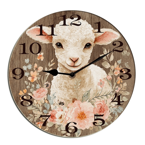 Rustic Wall Clock Lamb Illustration Scripture Quote Farmhouse Decor