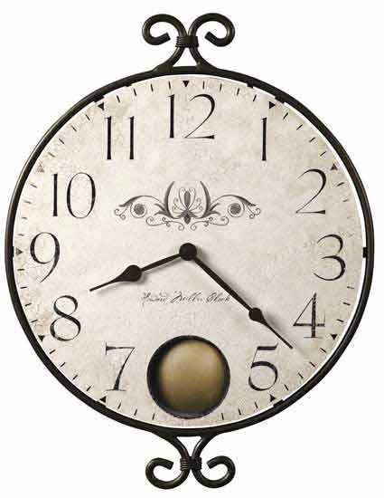 Rustic Wall Clock with Distressed Wood Center & Pewter Frame