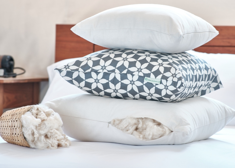 Sateen Throw Pillow Covers Botanical Floral Print Organic Cotton Sheen