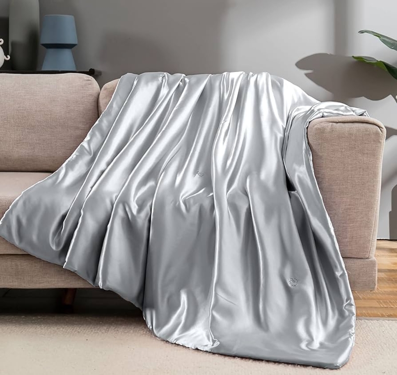 Satin Throw Blanket Metallic Sheen Silky Cooling Draped Styling