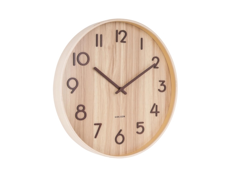 Scandi Numberless Wall Clock, Light Wood Frame, Clean White Face