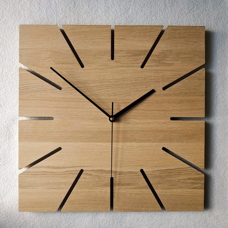 Scandi Style Square Wall Clock with Numberless Natural Wood Face