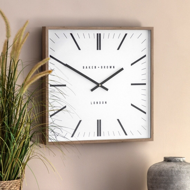Scandinavian Wood Wall Clock with Minimalist Linear Markers