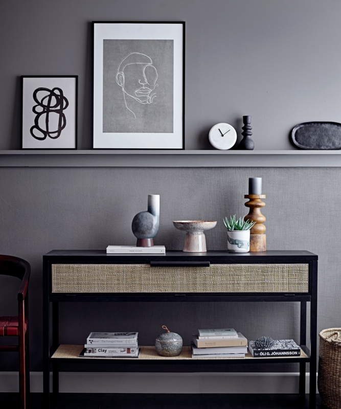 Sectional Sofa: Charcoal Sectional with Mustard Accents