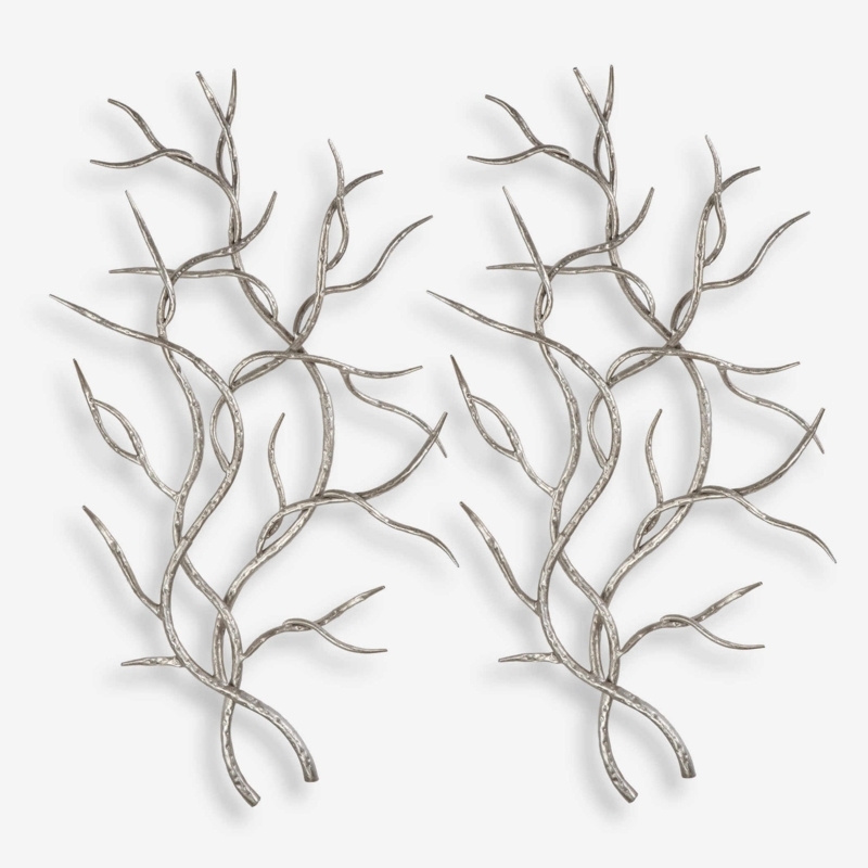 Set of 2 Metal Wall Decor with Organic Branching Structure