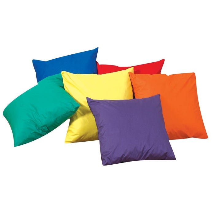 Set of 6 Wipeable Primary Color Square Floor Pillows