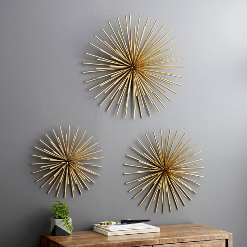 Set of Three 3D Wall Sculptures with Radiating Starbursts