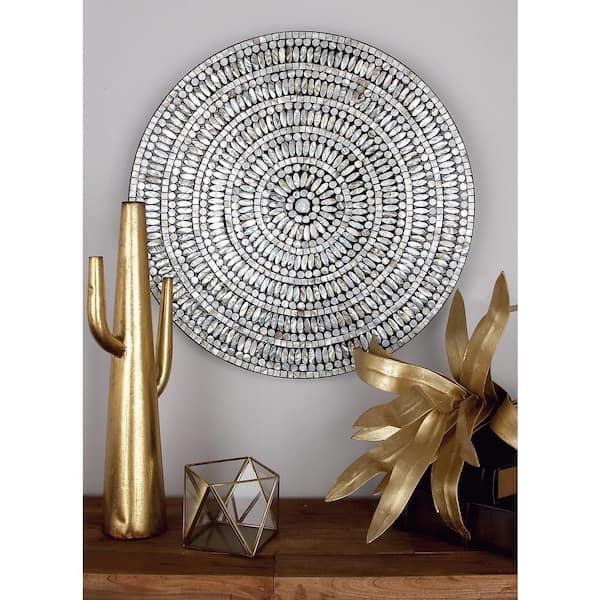 Set of Three Silver Metal Disc Wall Sculptures with Hammered Finish