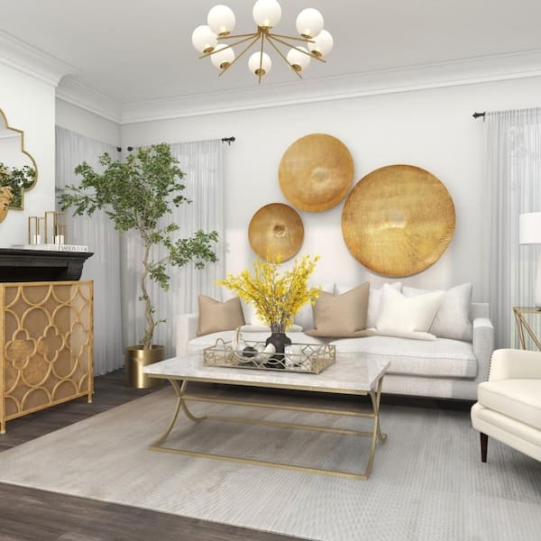 Set of Three Wall Sculptures with Hammered Disk Silhouette