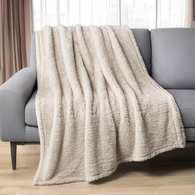 Sherpa Throw Blanket: Cream High Pile, Creamy White Sherpa Blanket