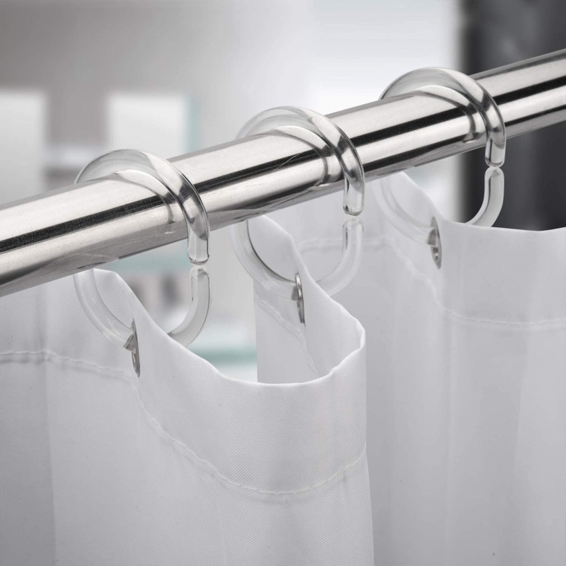 Shower Curtain Hooks, C-Shaped Translucent Plastic, Frosted
