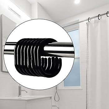 Shower Curtain Ring, Matte Black Plastic C-Shaped Snap Closure