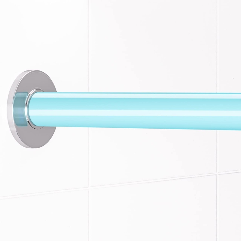 Shower Rod Cover, Sky Blue Plastic Slip-On Sleeve, Smooth