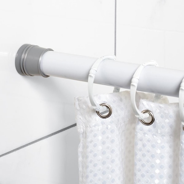 Shower Rod Cover with Split Sleeve Design, White PVC Snap-On