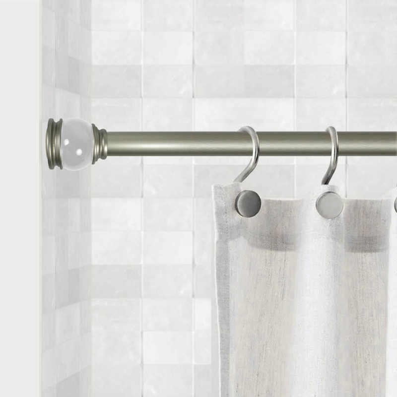 Shower Tension Rod with Clear Body and Polished Chrome Ends