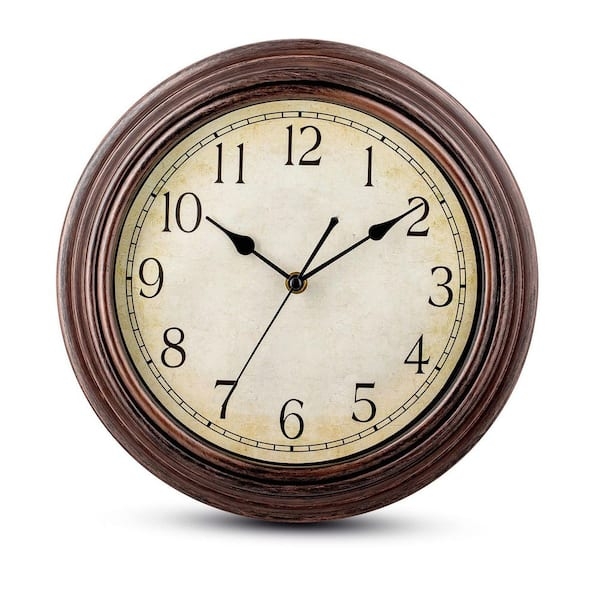 Silent Wall Clock Traditional Large Arabic Numerals Dark Frame