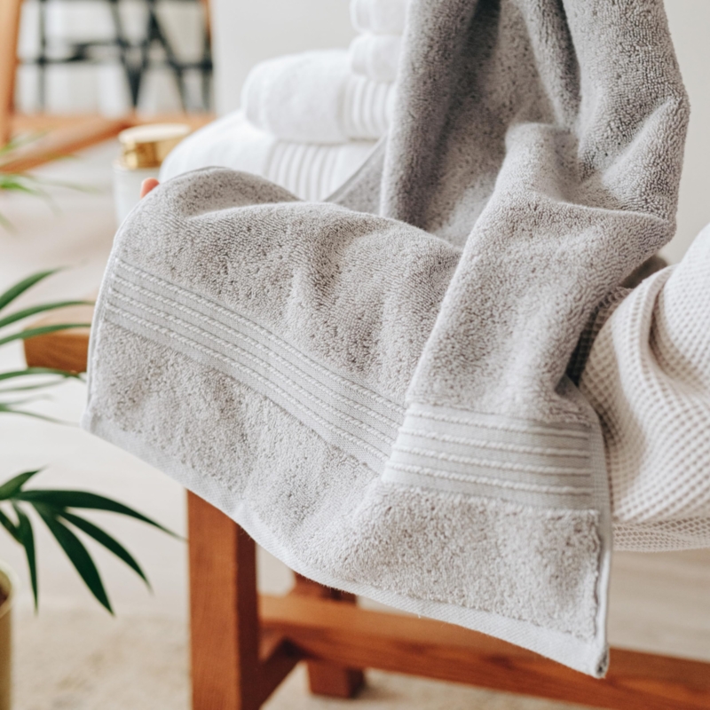 Silver Grey Turkish Cotton Hand Towels with Hanging Loops
