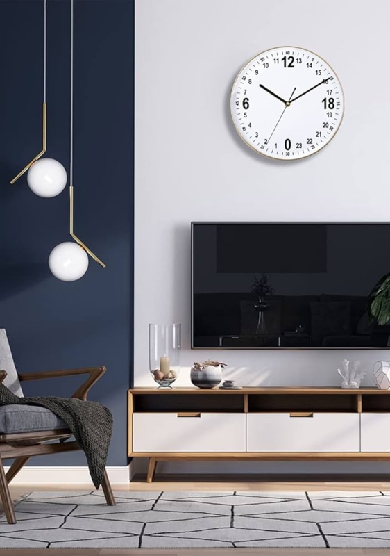 Simple Round Wall Decor Clock, 24 Hour Dial, Military Time Format