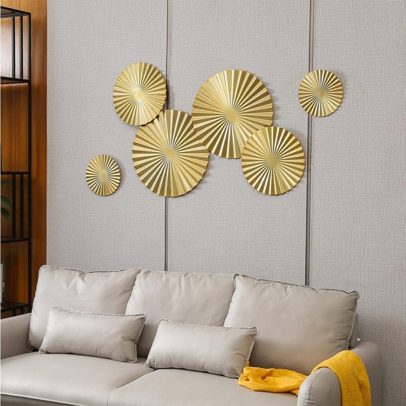Six Piece Wall Art Set with Circular Botanical Frames