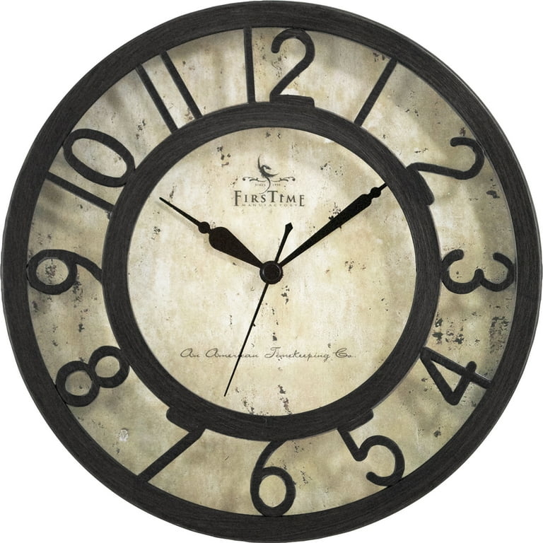 Small Wall Clock Raised Numerals Traditional Metallic finish