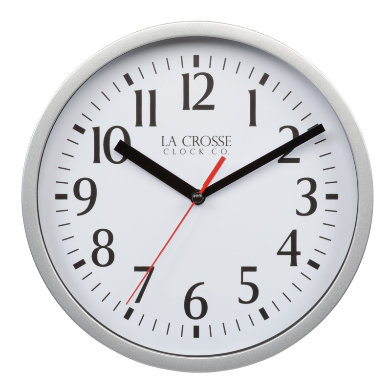 Small Wall Clock with Satin Silver Frame & High-Legibility Numerals