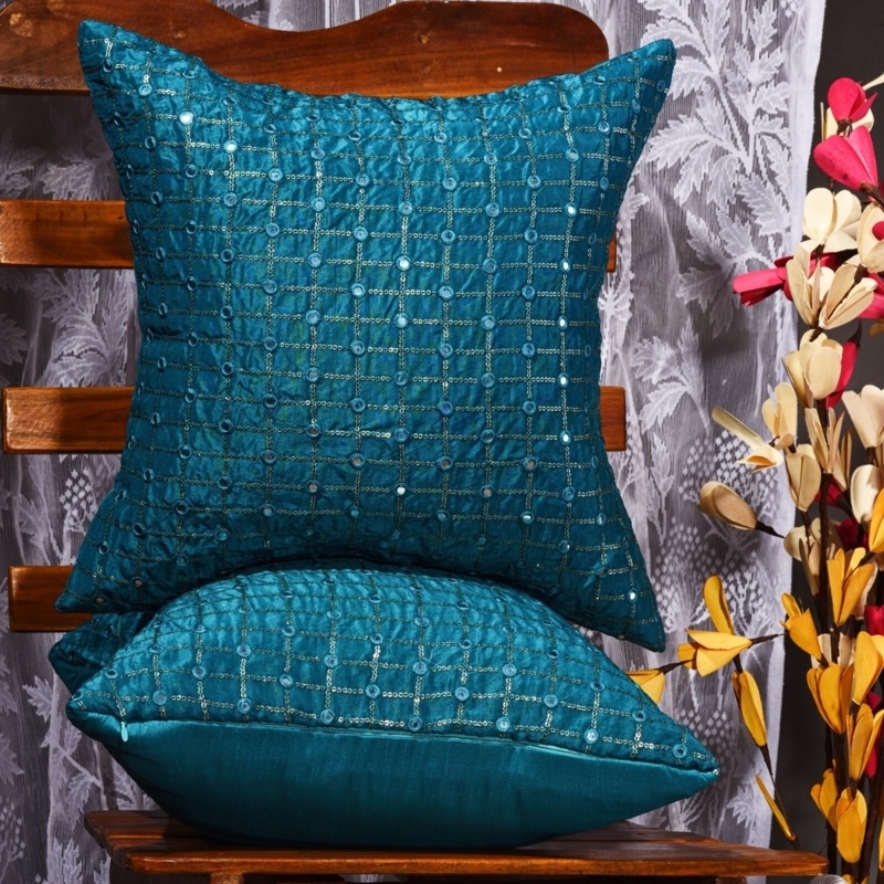 sofa pillow cover 16x16 living room teal decorative throw pillows for couch  2pcs