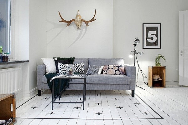 Sofa White Upholstered Multi Seat Tapered Legs Scandi Minimalist