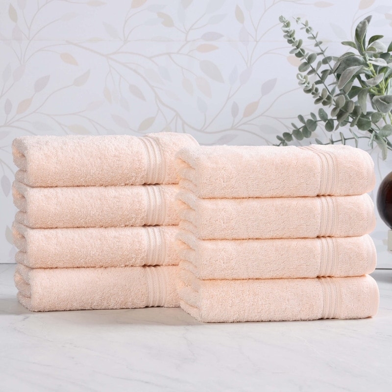 Soft Cotton Hand Towels in Dusty Pink with Dobby Border