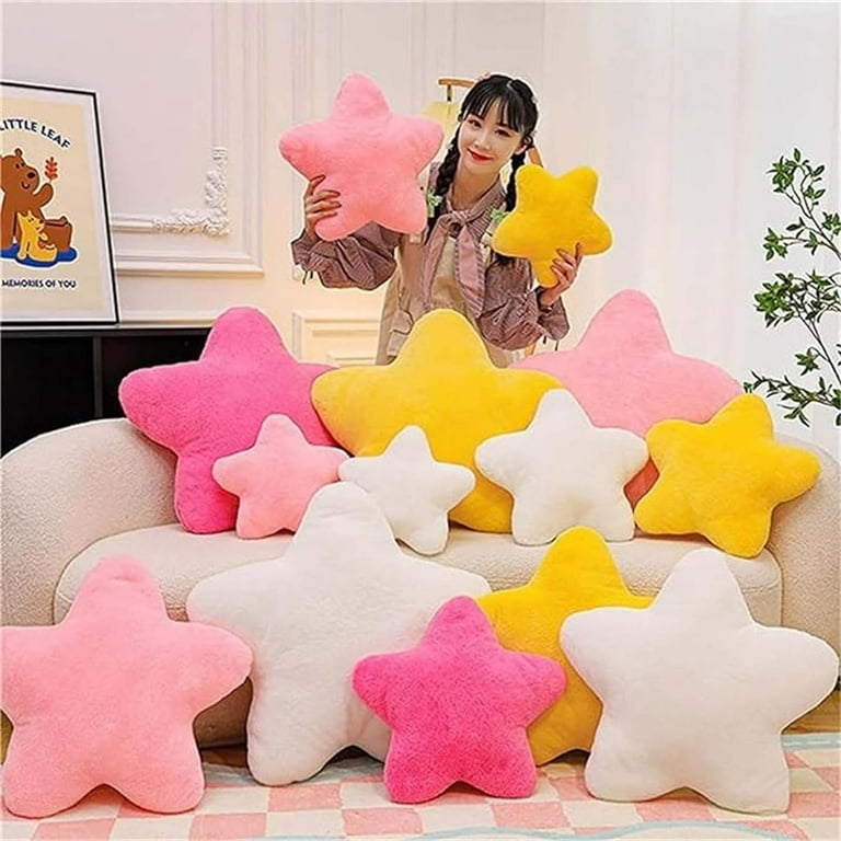 Soft Light Pink Star Shaped Throw Pillow for Kids
