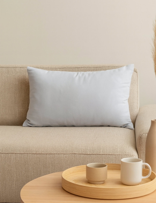 Soft White Plush Fabric Rectangular Lumbar Pillow