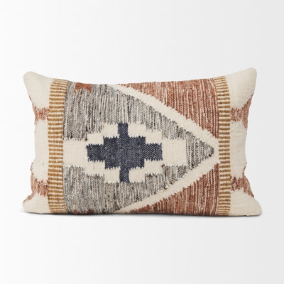 Southwestern Lumbar Pillow with Terracotta Palette and Tribal Motif