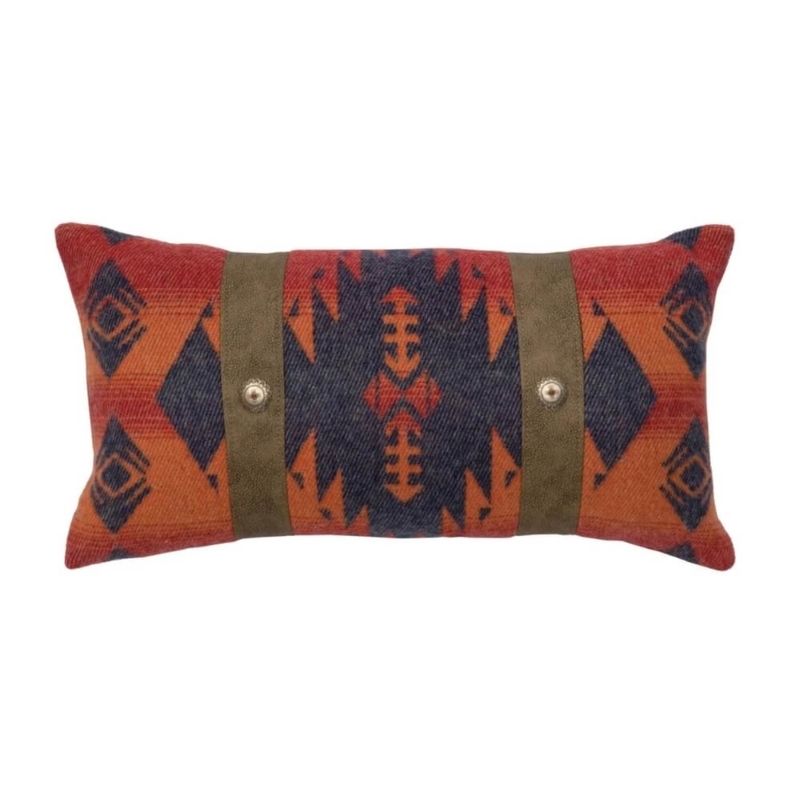 Southwestern Lumbar Pillow with Tribal Motif and Earthy Tones
